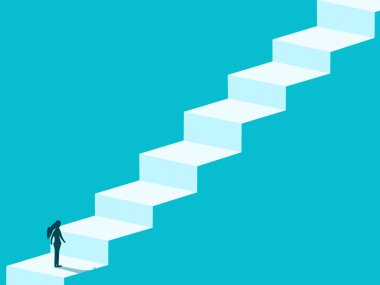 İş kadını merdivenleri çıkmaya başladı.