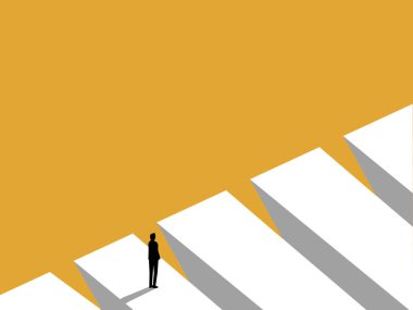 İş adamı boşlukta kendinden emin duruyor.