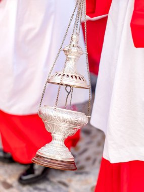 İspanya 'da Botafumeiro' nun kutsal bir haftası. Seçici odak.