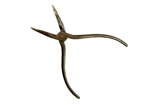 Antique Needle Nose Pliers Solid White Background — Stock Photo, Image