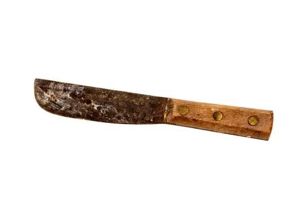 Coltello Legno Antico Arrugginito — Foto Stock