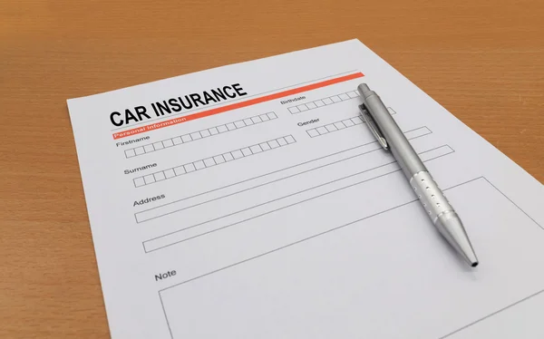 Auto verzekering aanvraagformulier — Stockfoto
