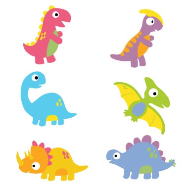 Dinazor Clipart. Çizgi film dinozorları koleksiyonu.