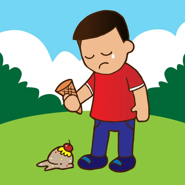 Çocuk düşen dondurma pişman.