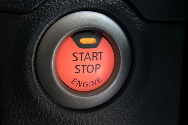 Engine start stop button from a modern car interior — Stock Photo, Image