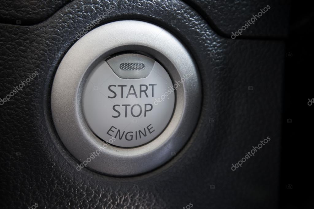 Stopknop van de start van de motor van een moderne auto-interieur ... Stopknop van de start van de motor van een moderne auto-interieur ...