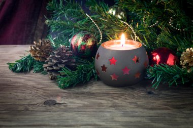 Noel dekorasyon eski ahşap masa