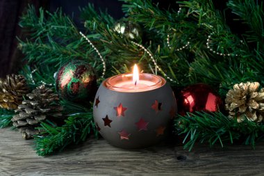 Noel dekorasyon eski ahşap masa