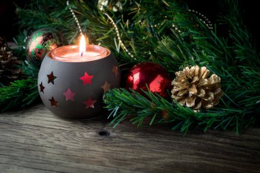 Noel dekorasyon eski ahşap masa