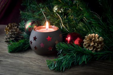 Noel dekorasyon eski ahşap masa