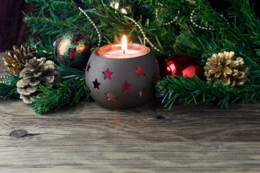 Noel dekorasyon eski ahşap masa