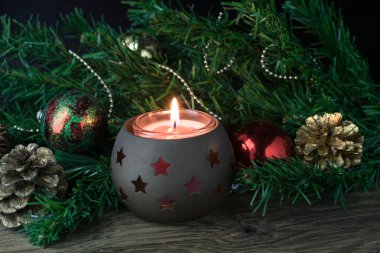 Noel dekorasyon eski ahşap masa