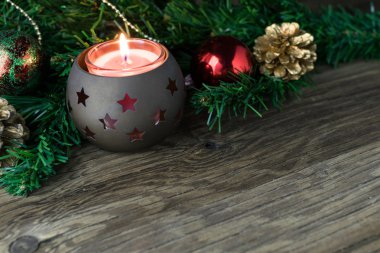 Noel dekorasyon eski ahşap masa