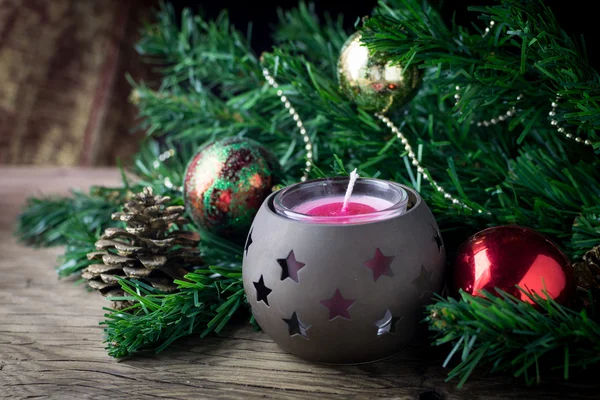 Christmas decoration old Wooden Table — Stock Photo, Image