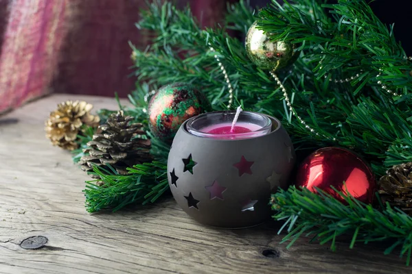 Christmas decoration old Wooden Table — Stock Photo, Image