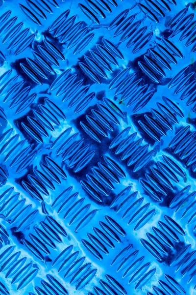Modrá ocelového plechu s úlevou vzor kosočtverec — Stock fotografie