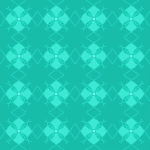 Bleu Turquoise Aqua Menthe Vintage Floral Intérieur Sans Couture Plat — Image vectorielle