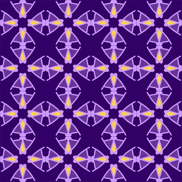 Amarillo Púrpura Magenta Violeta Lavanda Mandala Patrón Sin Costuras Flor — Vector de stock