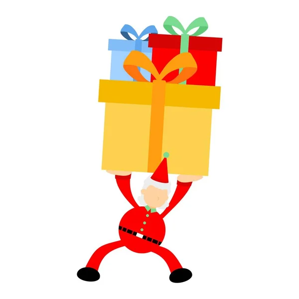 Christmas Santa Gift Box Cartoon Doodle Flat Design Style Vector — Stock Vector