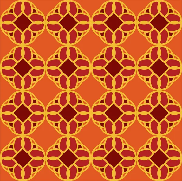Gul Röd Mandala Blommig Kreativ Sömlös Design Bakgrund — Stock vektor