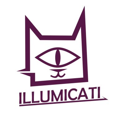 Kedi tek gözlü hayvan logosu görüyor. İlluminati konsepti çizgi film vektör çizimi