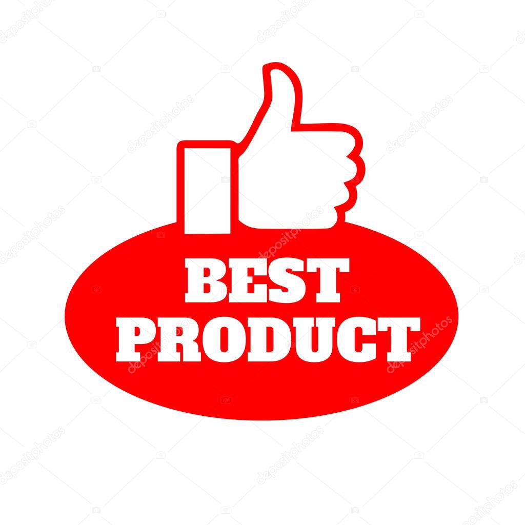 Red best with thumb up recommended design vector illustration tag