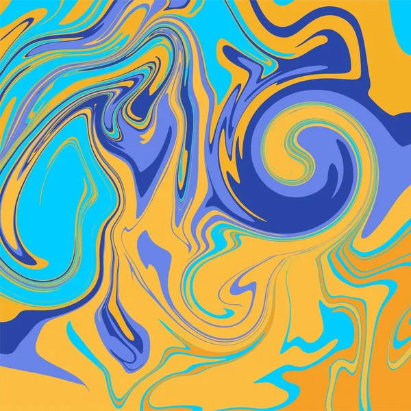 Gelb Blau Farbe Psychedelisch Flüssig Kunst Abstrakt Hintergrund Konzept Design — Stockvektor