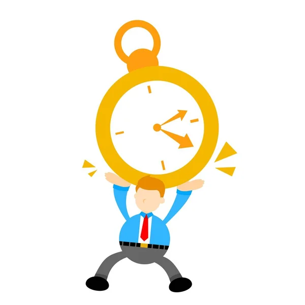 Επιχειρηματίας Pick Time Clock Κινούμενα Σχέδια Doodle Επίπεδη Σχεδίαση Στυλ — Διανυσματικό Αρχείο
