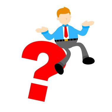 İş adamı, karikatür karikatür karalama düz tasarım vektör illüstrasyonunu sorar