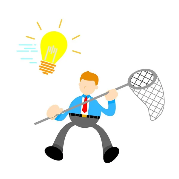Επιχειρηματίας Εργαζόμενος Την Ένδειξη Προς Φως Λάμπα Σκίτσο Κινουμένων Σχεδίων — Διανυσματικό Αρχείο