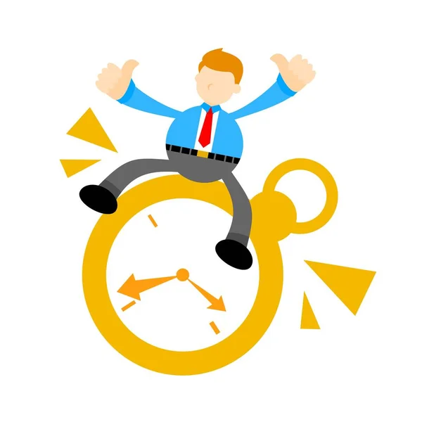 Επιχειρηματίας Pick Time Clock Κινούμενα Σχέδια Doodle Επίπεδη Σχεδίαση Στυλ — Διανυσματικό Αρχείο