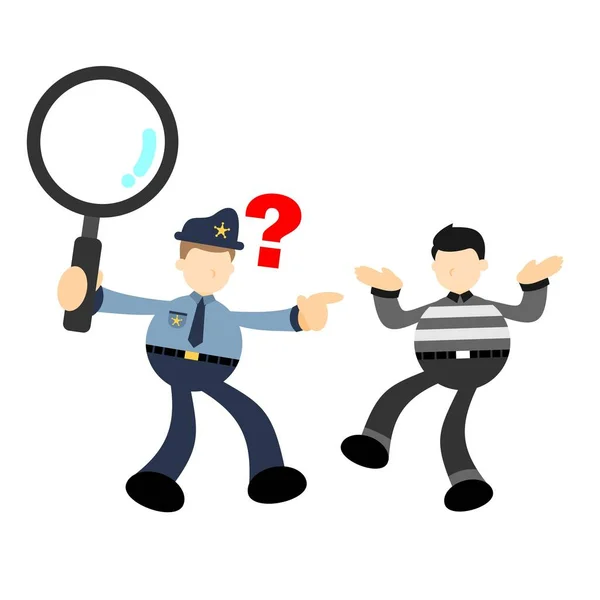 Αστυνομία Πάρει Κλέφτης Χρήση Μεγεθυντικό Φακό Κινουμένων Σχεδίων Doodle Διανυσματική — Διανυσματικό Αρχείο