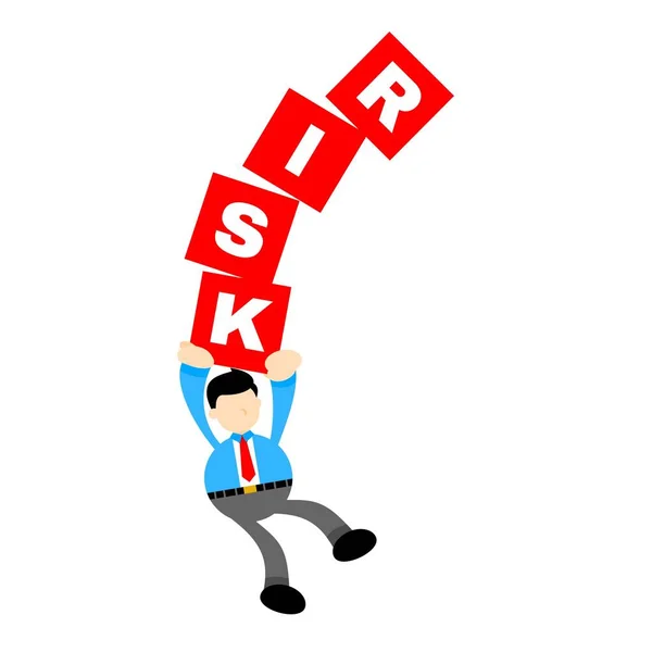 Businessman Worker Risk Red Box Cartoon Doodle Flat Design Style — Stock Vector