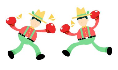 Çiftçi erkek işçi rekabeti karikatür karalama düz tasarım tasarım çizim çizimi