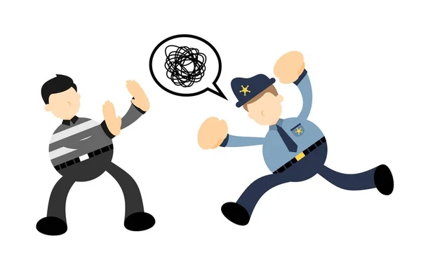 Αστυνομία Θυμωμένος Κλέφτης Κλέφτης Κινουμένων Σχεδίων Doodle Επίπεδη Σχεδίαση Στυλ — Διανυσματικό Αρχείο