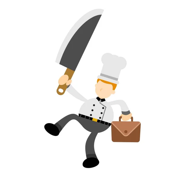 Chef Homme Affaires Travailleur Dessin Animé Gribouille Plat Design Style — Image vectorielle