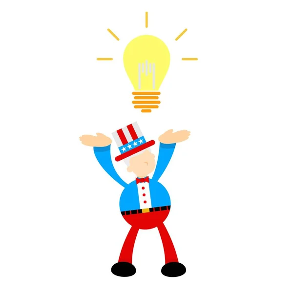 uncle sam america people man and lamp idea cartoon doodle flat design style vector illustration