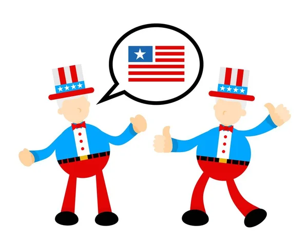 Sam Amca Amerika Halkı Politik Ulusal Bayrak Karikatürü Yassı Tasarım — Stok Vektör