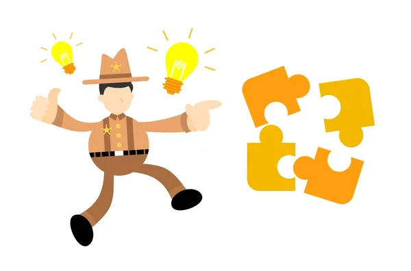 America Cowboy Puzzle Lampa Nápad Podnikání Karikatura Doodle Plochý Design — Stockový vektor