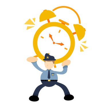 Polis memuru karikatür karikatürü düz tasarım tasarım çizimi çizer.