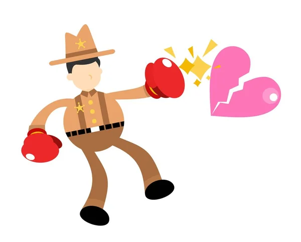 Cowboy America Luta Por Amor Quebrar Desenho Animado Doodle Design — Vetor de Stock