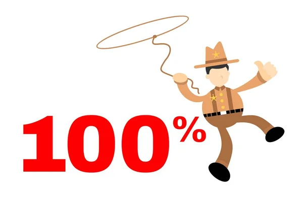 Cowboy America Honderd Procent Cartoon Doodle Platte Ontwerp Stijl Vector — Stockvector