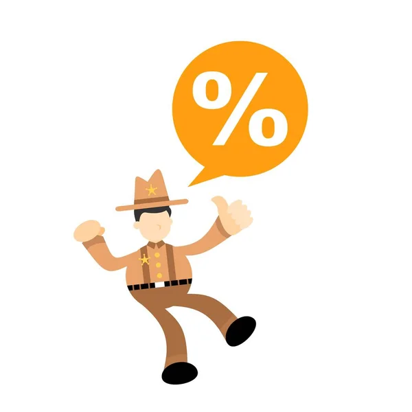 Cowboy Amerika Percentage Oranje Zeepbel Teken Cartoon Doodle Platte Ontwerp — Stockvector