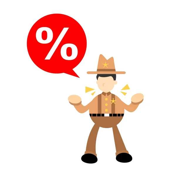 Cowboy Amerika Percentage Rode Bel Teken Cartoon Doodle Platte Ontwerp — Stockvector