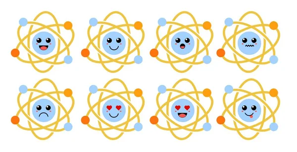 Conjunto Bonito Desenho Animado Colorido Ciência Estrutura Molécula Átomo Com — Vetor de Stock