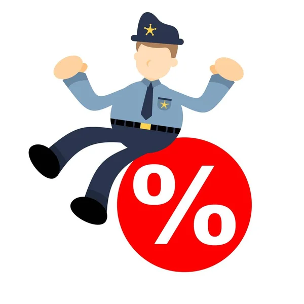 Politieagent Percentage Bubble Teken Cartoon Doodle Platte Ontwerp Stijl Vector — Stockvector