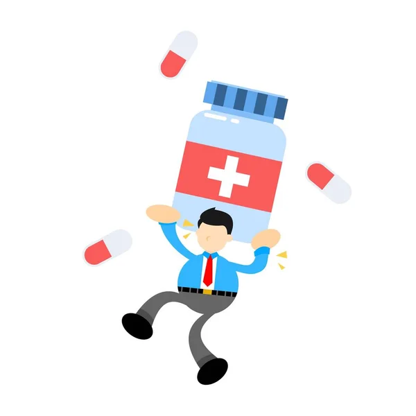 Businessman Worker Drug Health Medic Industry Cartoon Doodle Flat Design — Stock Vector