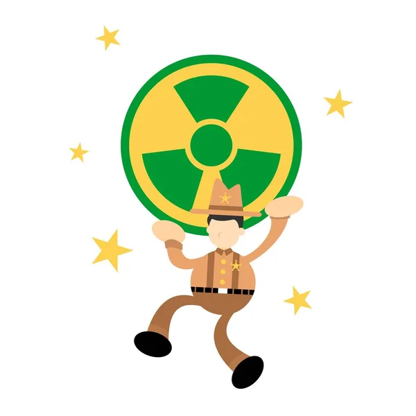 Cowboy America Stop Nuclear Activity Sign Cartoon Doodle Flat Design — Stockový vektor