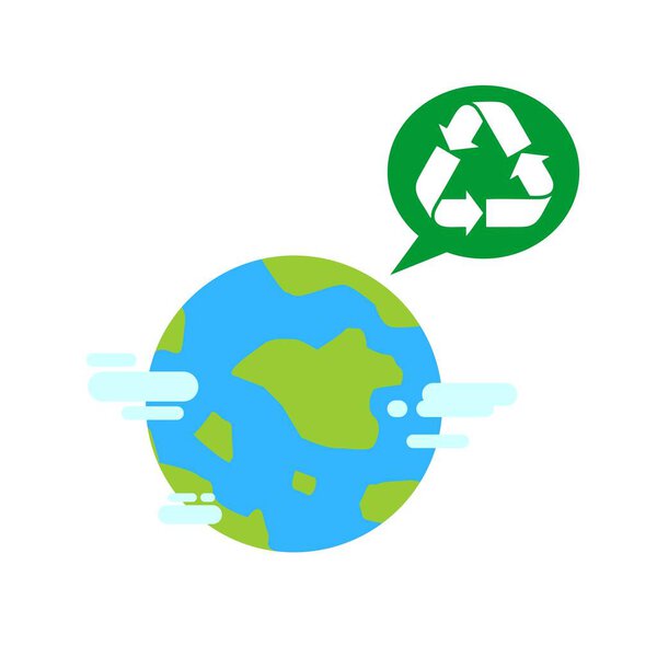 здоровый мир утилизации знак мультфильма каракули плоский дизайн стиль векторной иллюстрации