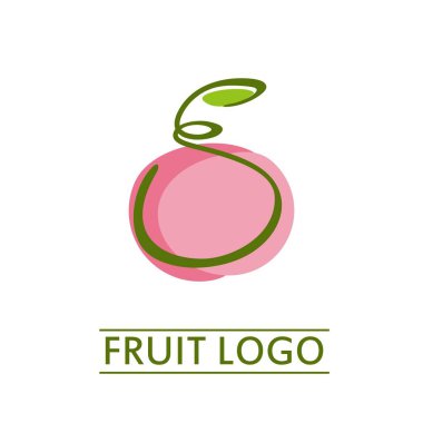 Pembe şeftali suyu logosu soyut basit konsept tasarım vektör çizimi